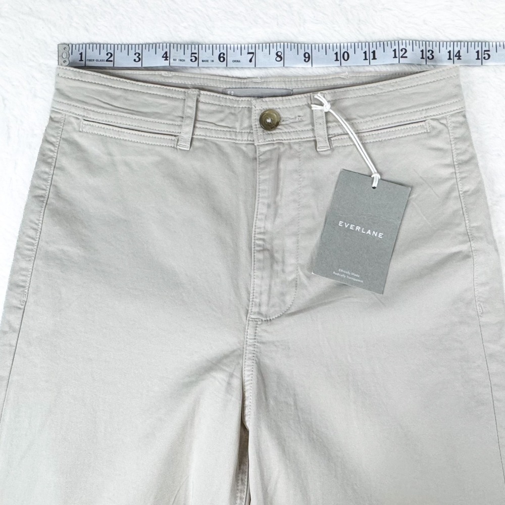 Everlane Lightweight Wide Leg Crop Chino Pants Size 2 Sand Khaki NWT - Picture 7 of 10